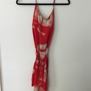 Max Azria red silk tye die dress